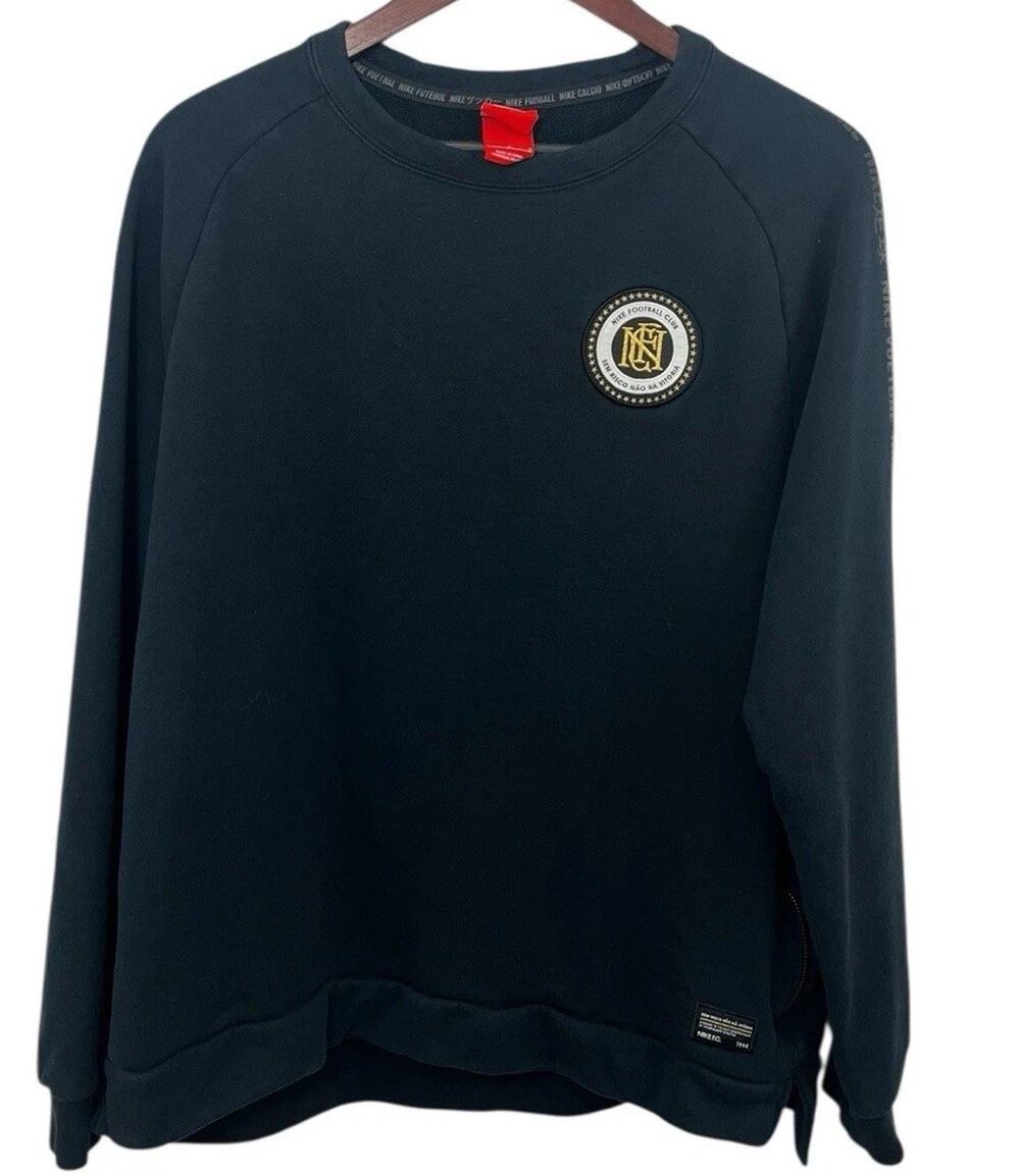 Men’s Nike Vintage Sweatshirt Large Black Football Club Pullover Zipper Crewneck